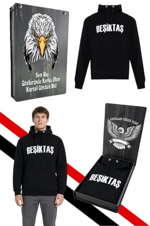 BEŞİKTAŞ ERKEK KAPÜŞONLU SWEATSHIRT UV KUTU HEDİYELİ