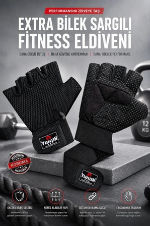 Yukon Kısa Bilek Sargılı Spor Bisiklet Fitness Eldiveni M