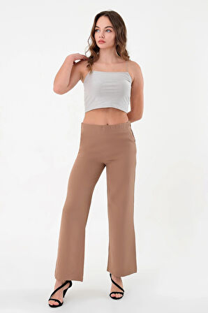 Kadın Vizon Bel Lastikli Palazzo Pantolon