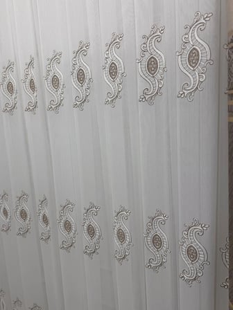 NİVEMESHOME ROYAL 4380 VİZON 1/3 PİLELİ BAMBU TÜL PERDE