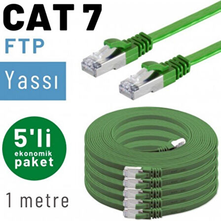 5 adet 1 metre IRENIS CAT7 Kablo Yassı FTP Ethernet Network LAN Kablosu