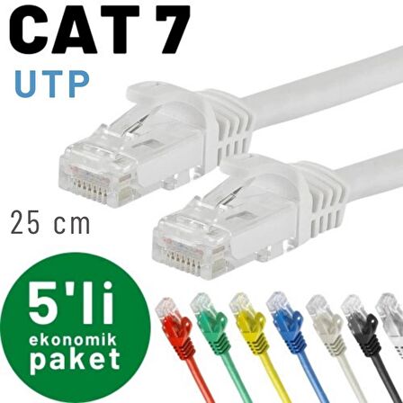 IRENIS 5 adet 25 cm CAT7 Kablo Ethernet Network İnternet LAN Kablosu 