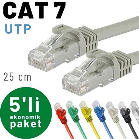 IRENIS 5 adet 25 cm CAT7 Kablo Ethernet Network İnternet LAN Kablosu 