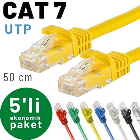 IRENIS 5 adet 50 cm CAT7 Kablo Ethernet Network İnternet LAN Kablosu 