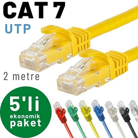 IRENIS 5 adet 2 metre CAT7 Kablo Ethernet Network İnternet LAN Kablosu 