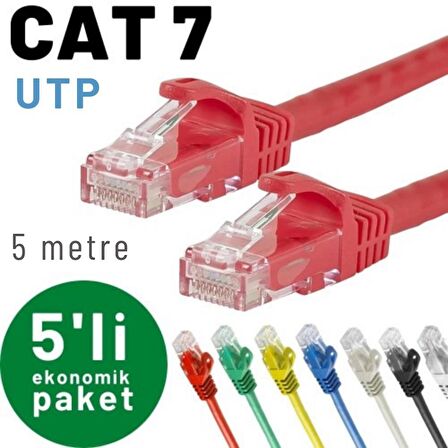 IRENIS 5 adet 5 metre CAT7 Kablo Ethernet Network İnternet LAN Kablosu 
