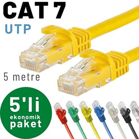 IRENIS 5 adet 5 metre CAT7 Kablo Ethernet Network İnternet LAN Kablosu 
