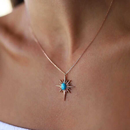 Turkuaz Taşlı Kutup Yıldızı Kolye