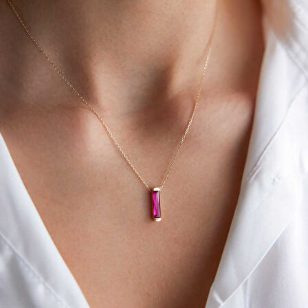 Kırmızı Rectangle Kolye