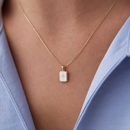 Beyaz Mineli Kutup Yıldızı Kolye