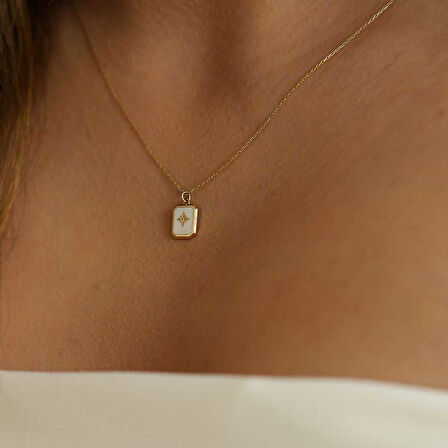 Beyaz Mineli Kutup Yıldızı Kolye