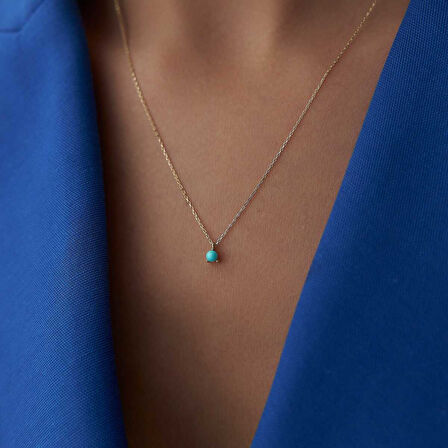 Turkuaz Tekli Tohum Kolye