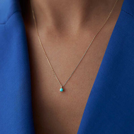 Turkuaz Tekli Tohum Kolye