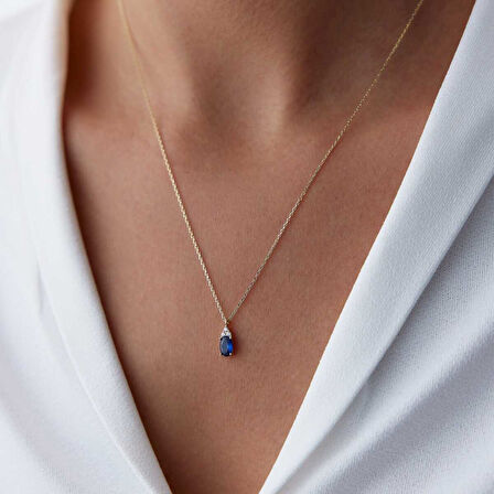 Minimal Blue Safir Kolye
