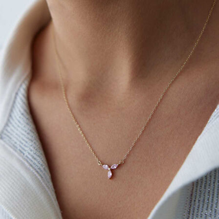 Pembe Trio Stone Kolye