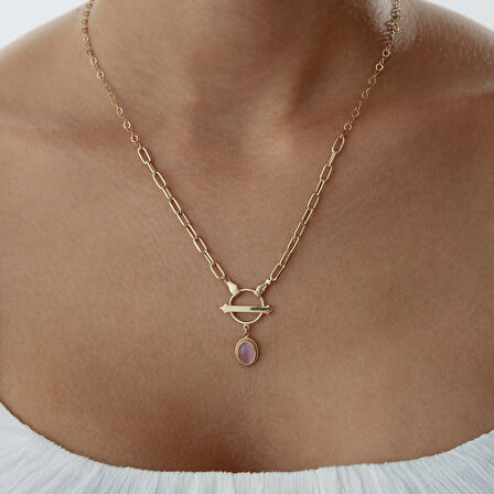 Pink Opal Hand Kolye