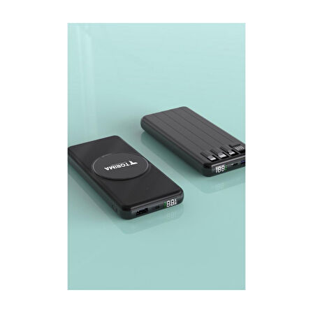 Torima TRM-1014 Kablosuz Şarjlı 10.000 mAh Powerbank | Entegre Kablolu ve Dijital Göstergeli