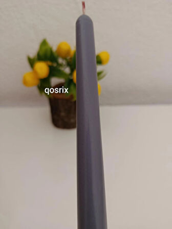 qosrix Gri Şamdan Soya Mumu 1. Kalite Doğal Vanilya Kokulu Uzun Çubuk Konik Mum Dekoratif 1 Adet