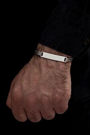 Erkek Gümüş Bileklik - İsim Yazılan 2.8 mm Çift Yuvarlak Kral Zincir Erkek Bileklik