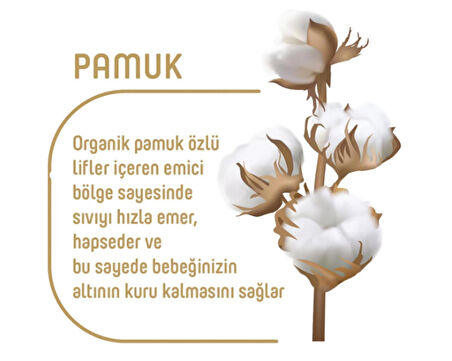 Pure Baby Organic 1 Numara Yenidoğan 64'lü Cırtlı Bez