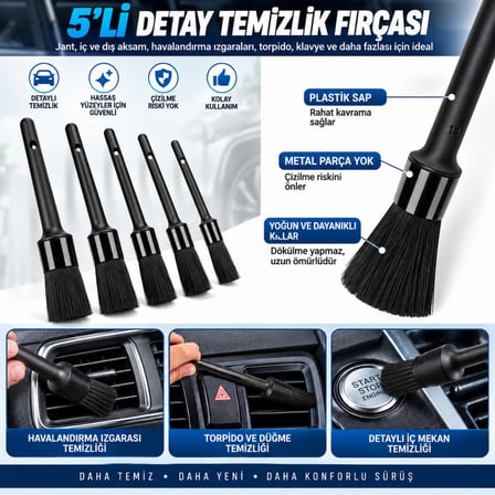25 Parça Araç Detay Temizlik Seti Matkap Uyumlu Fırça Sünger Cila Polisaj Seti