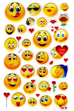 Sticker Kabartmalı Stiker Defter, Planlayıcı Etiket (lxk-010)-22x14 cm - Sevimli Aşk Emoji