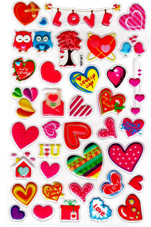 Sticker Kabartmalı Stiker Defter, Planlayıcı Etiket (lxk-009)-22x14 cm - Şirin Kalpler