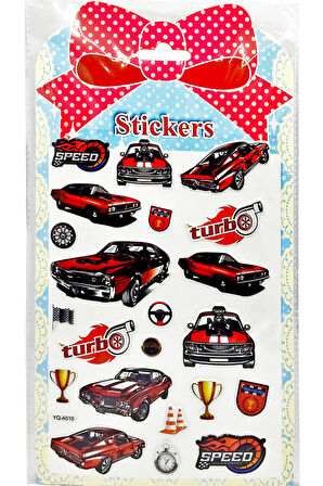 Sticker Kabartmalı Stiker Defter Planlayıcı Etiket (YQA010)-20x14cm - Klasik Araba Turbo
