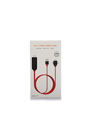 Ultra Combo 3in1 Lightning/micro Usb/type-c To Hdmı Ios Android Görüntü Aktarıcı Kablo 1.5m