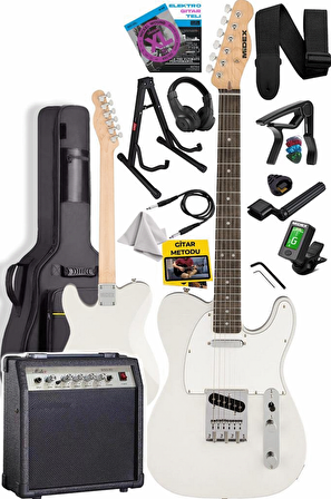 Midex TLX-50WH-30AMP Tele Kasa Gül Klavye 2 Single-Coil 30W Amfili Elektro Gitar