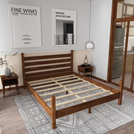 Urban Model Ceviz Renk Çam Ahşap Karyola