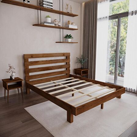 Urban New Model Ceviz Renk Çam Ahşap Karyola