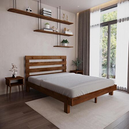 Urban New Model Ceviz Renk Çam Ahşap Karyola