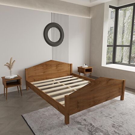 Milano Model Ceviz Renk Çam Ahşap Karyola