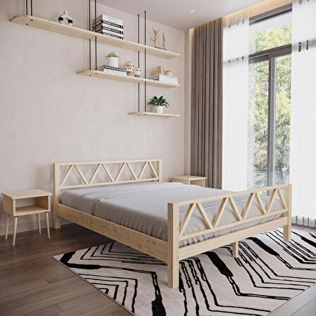 Milena Model Doğal Çam Ahşap Karyola