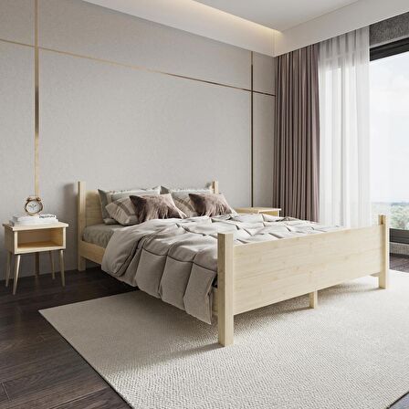 Melodi Model Vernikli Çam Ahşap Karyola