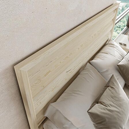 Hüma Model Doğal Çam Ahşap Karyola ( Yatay )