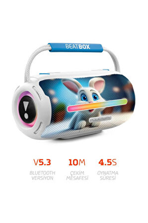 Powerway Beatbox Animals Tavşan Led Işıklı Ses Bombası Usb Sd Aux Bluetooth Hoparlör 20W