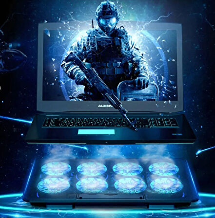 8 Fanlı RGB Işıklı Gaming Notebook Soğutucu – Yükseklik Ayarlı