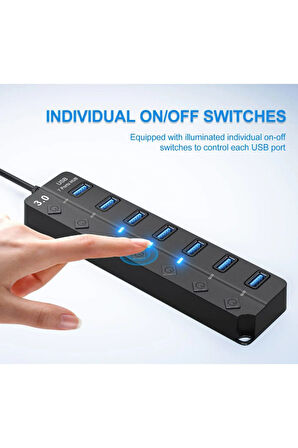 7 Port Usb 3.0 Hub Çoklayıcı Çoğaltıcı Switch Splitter 1.2 Metre Kablo