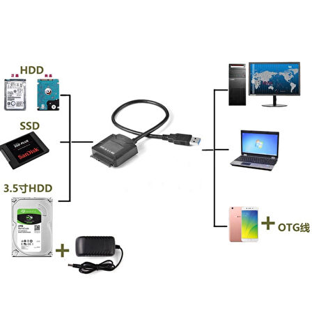 Usb 3.0 Adaptörlü 2.5 İnç-3.5 İnç Sata Harddisk Bağlantı Kablosu