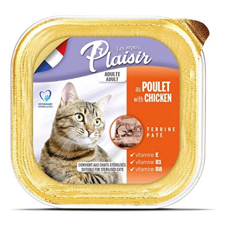 Plaisir Pate 100Gr Tavuk Etli 32Adet Yaş Kedi Maması