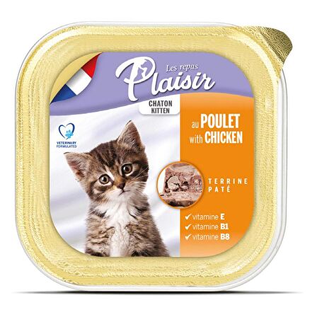 Plaisir Pate 100Gr Tavuk Etli&Sütlü 24Adet Yavru Yaş Kedi Maması