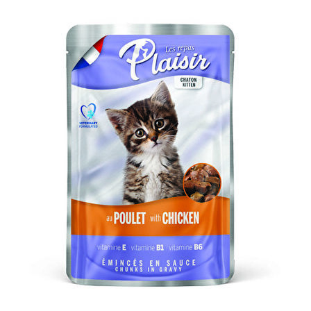 Plaisir Pouch 100Gr Tavuk Etli  1Adet Yavru Kedi Maması