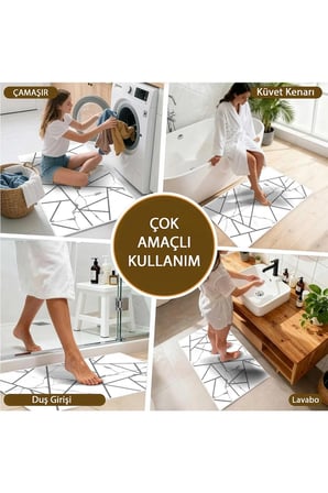 Banyo Paspası, Yumuşak Banyo Halısı, Kaymaz Dot Tabanlı, Yıkanabilir - 60x100