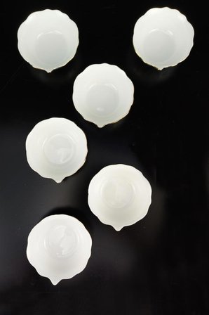 Digithome Porselen 6'lı Yaprak Kabartmalı Kase 8,5 Cm Yaldızlı - SB-99 66218 C320.045