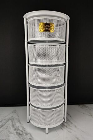 Digithome Metal Çok Amaçlı 5 Katlı Patates Soğan Sepeti Sebzelik Beyaz – 1056 C1-1-156
