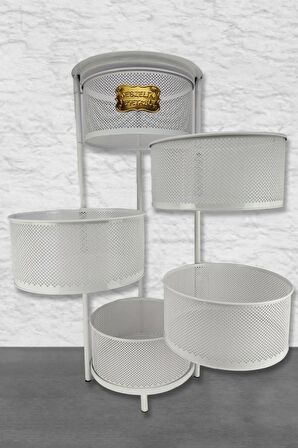 Digithome Metal Çok Amaçlı 5 Katlı Patates Soğan Sepeti Sebzelik Beyaz – 1056 C1-1-156