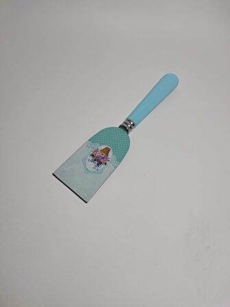 Dekoratif Çiçek Baskılı Mini Pasta Spatulası 21 cm Mini Kek Pasta Spatulası Small Spatula