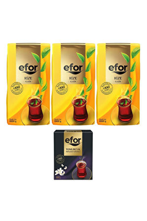 Efor Rize Siyah Dökme Çay 1.000gr X 3 Adet + Tomurcuk Bergamot Aromalı 100gr